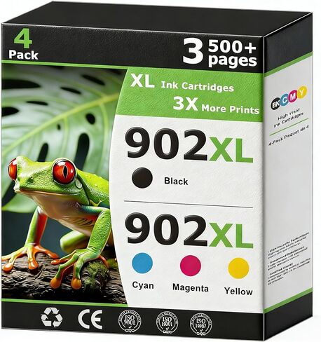خراطيش حبر 902XL متوافقة مع خراطيش الحبر HP 902 XL حزمة كومبو حبر 902 xl تعمل مع HP OfficeJet Pro 6978 6968 6963 6964 6962 6950 6954 6951 6960 6975 6956 6961 طابعة سوداء C/M/Y (4 عبوات) in Kuwait