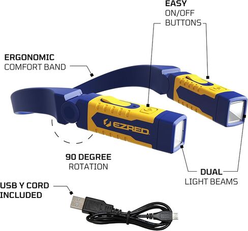 EZRED Anywear مصباح الرقبة القابل لإعادة الشحن للإضاءة بدون استخدام اليدين - NP25، ضوء مثالي للميكانيكا، والتخييم، والصيد، والمشروعات اليدوية، والقراءة in Kuwait