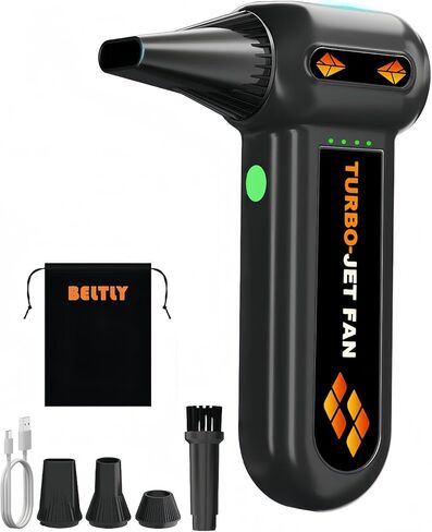 Super Powerful Compressed Air Duster, Rechargeable Duster Blower with LED Light, 4-Gear Adjustable 150000RPM Brushless Motor, Mini Blower for Computer, Keyboard, Outdoor, House and Car (Black) in Saudi Arabia