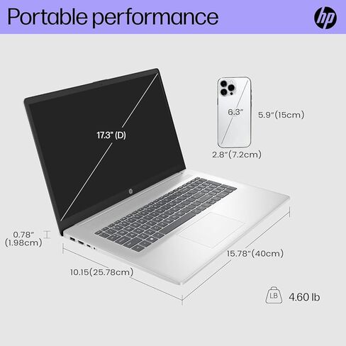 HP 17.3'' Computer-Window 11 Touchscreen Laptop for Business & Home, 8-Cores Intel i3-N305, 8GB RAM, 128GB eMMC, 720 HD Webcam, Full Keyboard, Wi-Fi 6, 1 Year Office 365 in Saudi Arabia