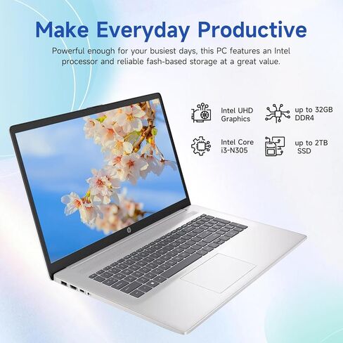 HP 17.3'' Computer-Window 11 Touchscreen Laptop for Business & Home, 8-Cores Intel i3-N305, 8GB RAM, 128GB eMMC, 720 HD Webcam, Full Keyboard, Wi-Fi 6, 1 Year Office 365 in Saudi Arabia