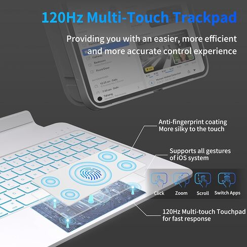 حافظة لوحة مفاتيح لجهاز iPad Air 13 بوصة (M3 2025 / M2 2024)، حافظة لوحة مفاتيح مغناطيسية قابلة للفصل لجهاز iPad Pro 12.9 بوصة (الجيل السادس، الخامس، الرابع، الثالث) مع مفاتيح بإضاءة خلفية، لوحة تتبع، وضع عمودي/أفقي (أبيض) in Kuwait