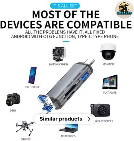 MERAXES 6-in-1 SD Card Reader, USB-C High-Speed 5Gbps OTG Adapter with SD/TF/Micro SD Slots, Multi-Card Reader Compatible with MacBook, iPad, iPhone, Android & PC in Saudi Arabia