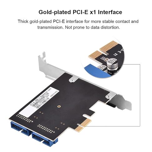 بطاقة توسيع Keenso PCIeUSB 3.0 مع 2 منفذ رأس 19pine للكمبيوتر المكتبي الداخلي المنخفض، تشغيل مستقر لعشاق الألعاب in Kuwait