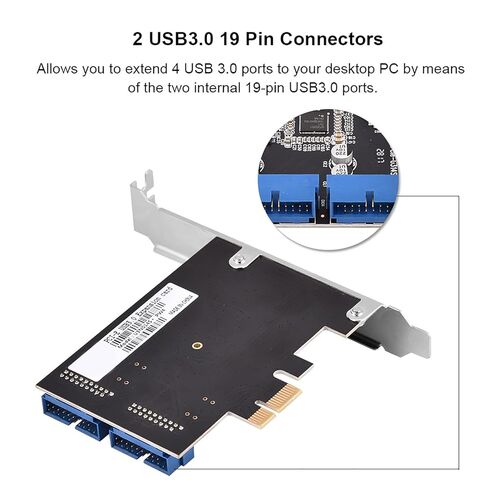 بطاقة توسيع Keenso PCIeUSB 3.0 مع 2 منفذ رأس 19pine للكمبيوتر المكتبي الداخلي المنخفض، تشغيل مستقر لعشاق الألعاب in Kuwait
