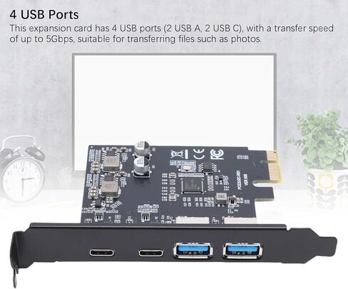 VBESTLIFE USB 3.2 Expansion Card with 2 USB Ports and 2 Type C Ports, PCI E 1X to USB 3.2 GEN1 5Gbps for High Speed Data Transfer in Saudi Arabia