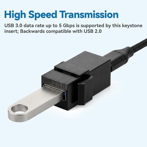 5 قطع USB Keystone Jack Insert، أسود Usb3.0 أنثى إلى أنثى USB محول Usb3.0 كيستون أنثى مقرنة إدراج موصل إضافي للوحة محول منفذ شاحن الحائط in Saudi Arabia