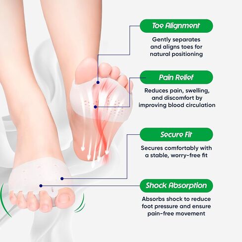 فاصل أصابع القدم من السيليكون، فاصل لأصابع القدم المتداخلة، وتخفيف آلام القدم، والأورام، ومقدمة المطرقة، والتهاب اللفافة الأخمصية، مريح ومسامي للنساء والرجال in Kuwait