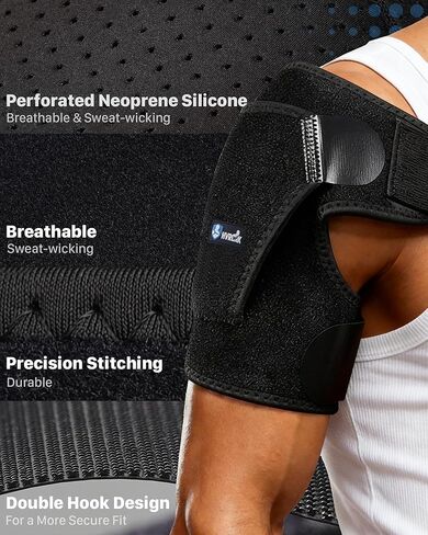 Shoulder Brace for Men & Women - Adjustable Shoulder Compression Sleeve with Y-shaped Compression Strap - Medium Shoulder Support & Pain Relief - Universal for Left & Right Shoulders, M in Saudi Arabia