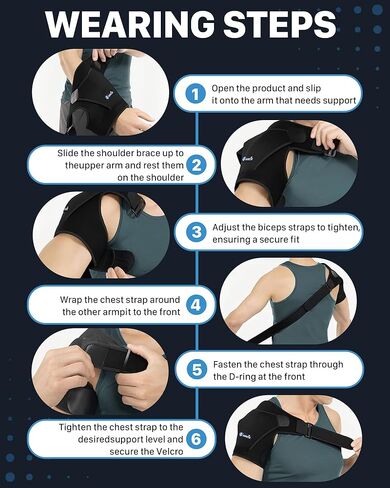 Shoulder Brace for Men & Women - Adjustable Shoulder Compression Sleeve with Y-shaped Compression Strap - Medium Shoulder Support & Pain Relief - Universal for Left & Right Shoulders, M in Saudi Arabia