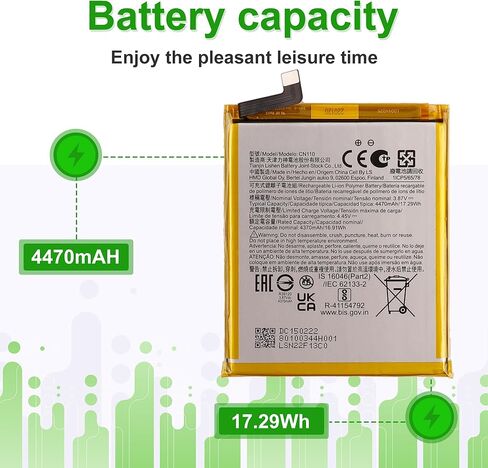 بطارية CN110 3.87 فولت 4470 مللي أمبير في الساعة، متوافقة مع هاتف Nokia X10 5G TA-1350 X100 5G TA-1399، تأتي مع أداة تركيب البطارية in Kuwait