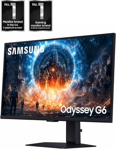 شاشة الألعاب Samsung Odyssey G6 G60F QHD مقاس 27 بوصة، معدل تحديث 350 هرتز، لوحة IPS سريعة، VESA DisplayHDR™ 400، متوافق مع NVIDIA G-Sync، AMD FreeSync™ Premium، حامل مريح، LS27FG60DENXZA in Saudi Arabia