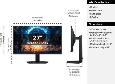شاشة الألعاب Samsung Odyssey G6 G60F QHD مقاس 27 بوصة، معدل تحديث 350 هرتز، لوحة IPS سريعة، VESA DisplayHDR™ 400، متوافق مع NVIDIA G-Sync، AMD FreeSync™ Premium، حامل مريح، LS27FG60DENXZA in Saudi Arabia