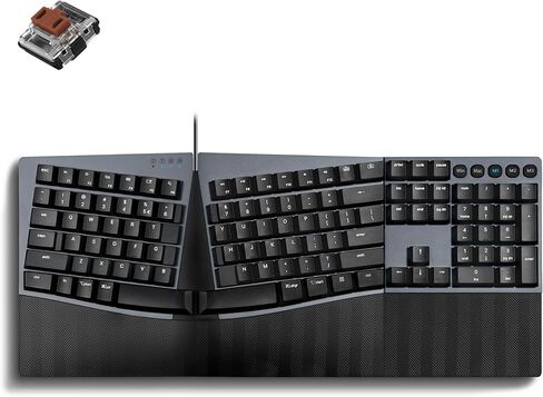 Perixx PERIBOARD-535BR [Firmware Updated] Wired Ergonomic Mechanical Keyboard - Full-Size - Low-Profile Brown Tactile Switches - NKRO Anti-Ghosting - Compatible with Windows and macOS in Saudi Arabia