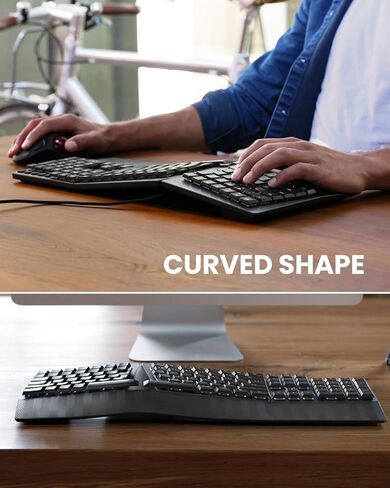 Perixx PERIBOARD-535BR [Firmware Updated] Wired Ergonomic Mechanical Keyboard - Full-Size - Low-Profile Brown Tactile Switches - NKRO Anti-Ghosting - Compatible with Windows and macOS in Saudi Arabia