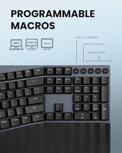 Perixx PERIBOARD-535BR [Firmware Updated] Wired Ergonomic Mechanical Keyboard - Full-Size - Low-Profile Brown Tactile Switches - NKRO Anti-Ghosting - Compatible with Windows and macOS in Saudi Arabia