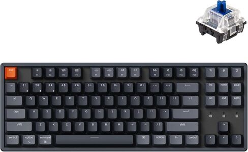 Keychron K8 Wireless Mechanical Keyboard, Tenkeyless Layout 87 Keys Bluetooth/Wired RGB Backlit with Gateron Optical Blue Switch Compatible with Mac Windows in Saudi Arabia