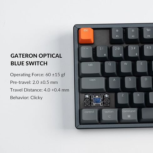 Keychron K8 Wireless Mechanical Keyboard, Tenkeyless Layout 87 Keys Bluetooth/Wired RGB Backlit with Gateron Optical Blue Switch Compatible with Mac Windows in Saudi Arabia