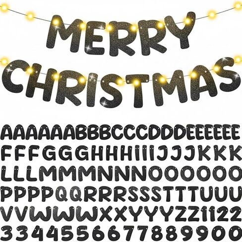 Taobary 112 PCS DIY LETTER BANNER GLITTER CUSTORT BANNER KIT RANNER TECLUSEBLAIND بما في ذلك 107 رسائل وأرقام 3 حبل لحفل عيد ميلاد هالوين ديكور شخصي (الشمبانيا) in Saudi Arabia