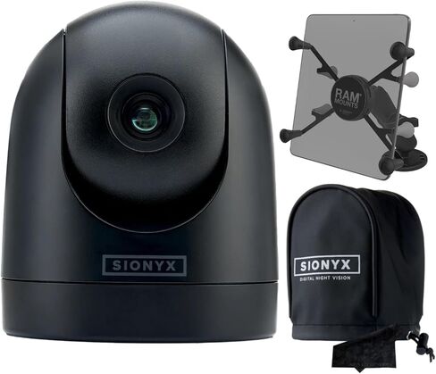 SiOnyx Nightwave Camera, Rugged Ultra-Low Light Color Night Vision Marine Boat Dome Camera | Easy-to-Use App Connectivity with RAM Mounts Tablet Mount System, Vinyl Cover and Signature Lens Cloth in Kuwait