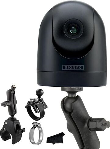 SiOnyx Nightwave Camera, Rugged Ultra-Low Light Color Night Vision Marine Boat Dome Camera | Easy-to-Use App Connectivity with RAM Mounts Camera Mount System and Signature Series Lens Cloth, Black in Kuwait