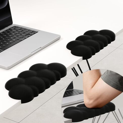 Cloud Shaped Wrist Rest for Desk L-Shaped Elbow Pad for Desk,Arm Rest Memory Foam Pad,Non-Slip Base,Removable 2-Pack Ergonomic Desk Edge Cushion,Comfort Support for Office,Gaming,Home (Black) in Saudi Arabia