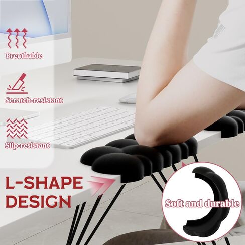 Cloud Shaped Wrist Rest for Desk L-Shaped Elbow Pad for Desk,Arm Rest Memory Foam Pad,Non-Slip Base,Removable 2-Pack Ergonomic Desk Edge Cushion,Comfort Support for Office,Gaming,Home (Black) in Saudi Arabia