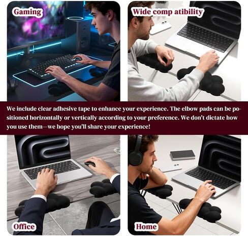 Cloud Shaped Wrist Rest for Desk L-Shaped Elbow Pad for Desk,Arm Rest Memory Foam Pad,Non-Slip Base,Removable 2-Pack Ergonomic Desk Edge Cushion,Comfort Support for Office,Gaming,Home (Black) in Saudi Arabia