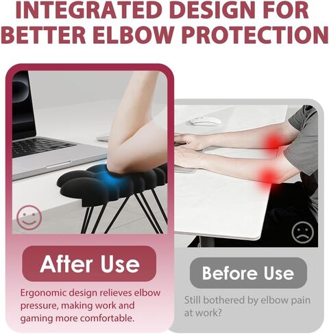 Cloud Shaped Wrist Rest for Desk L-Shaped Elbow Pad for Desk,Arm Rest Memory Foam Pad,Non-Slip Base,Removable 2-Pack Ergonomic Desk Edge Cushion,Comfort Support for Office,Gaming,Home (Black) in Saudi Arabia