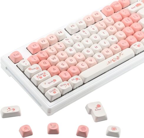 MOA Keycap-PBT Keycaps, Custom Keyboard Keycaps 60 65 75 100 Percent, 5 Side Dye Sublimation Keycap, 134 Keys Key caps Set for Cherry Gateron MX Switches Keyboards (Sakura Pink) in Saudi Arabia