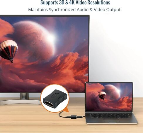 Tecmojo 4K HDMI Coupler, HDMI 2.0 Female to Female Extension Adapter, Support 4K@60Hz for Laptop, PC, Monitor, Projector, Roku TV, 2 Pack, Black in Saudi Arabia