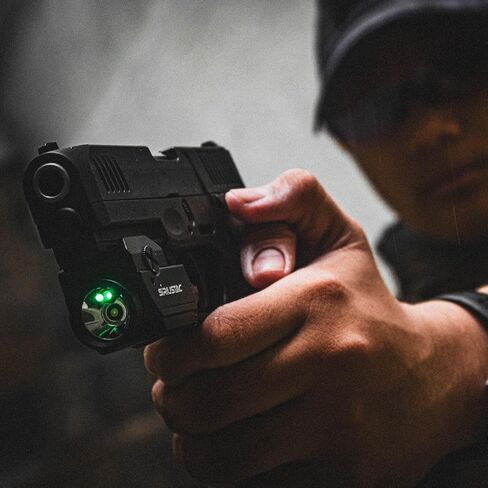 PL20 Compact 1200 Lumens Tactical Weapon Light with Green Beam and White LED Combo, Rechargeable USB Rail Mount Flashlight Compatible with GL/1913 Picatinny for Pistols Handguns Rifles in Kuwait