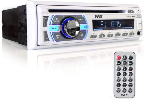 Pyle PLCD43MRB Marine Single DIN Bluetooth CD Stereo Receiver, Slide-Up Cover, Bluetooth Amplifier w/Kit, 4X 6.5 200 Watt Peak Full Range 2-Way Waterproof Speakers w/Wire, Long Range Radio Antenna in Saudi Arabia