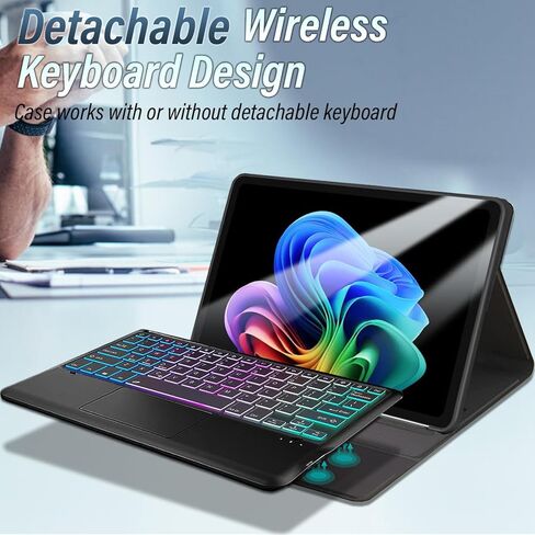Touchpad Keyboard Case for Microsoft Surface Pro 12 Inch 2025, Wineecy 3-Zone Backlight Detachable Wireless Trackpad Keyboard with PU Premium Folio Case for Surface Pro 1st Edition 12" 2025 in Saudi Arabia