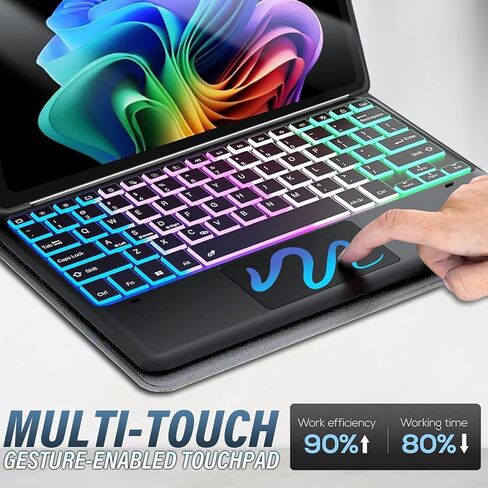 Touchpad Keyboard Case for Microsoft Surface Pro 12 Inch 2025, Wineecy 3-Zone Backlight Detachable Wireless Trackpad Keyboard with PU Premium Folio Case for Surface Pro 1st Edition 12" 2025 in Saudi Arabia