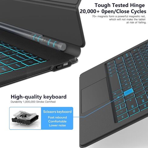 inkolelo for Samsung Galaxy Tab S10 Ultra 14.6'' Case with Keyboard, 3-Level 7 Colors Backlit, Magic-Style Cantilever Magnetic Stand, Dex Mode, Multi-Touch Trackpad for Tab S9 Ultra S8 Ultra 14.6" in Kuwait