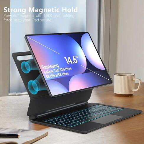 inkolelo for Samsung Galaxy Tab S10 Ultra 14.6'' Case with Keyboard, 3-Level 7 Colors Backlit, Magic-Style Cantilever Magnetic Stand, Dex Mode, Multi-Touch Trackpad for Tab S9 Ultra S8 Ultra 14.6" in Kuwait