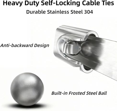 Metal Cable Zip Ties,100Pcs 270lbs Stainless Steel Zipties, 24 Inch Tensile Strength 304 Steel Wire Ties, Multi-Purpose Self-Locking Metal Wrap Ties for Indoor and Outdoor Use in Saudi Arabia