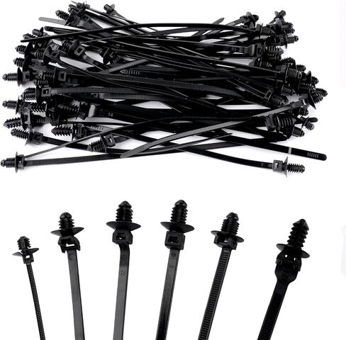 60 Pcs Push Mount Zip Ties in 6 Assorted Sizes,Black Nylon Car Mount Wire Tie Snap in Cable Zip Ties,Universal Push Mount Cable Ties Automotive Zips Tie Fastener Wire Harness Clips for Wire Tying in Saudi Arabia