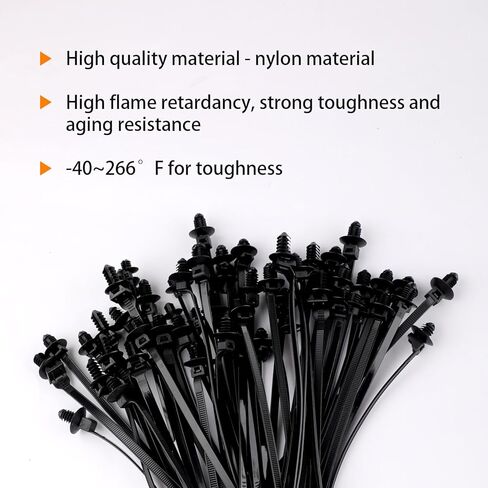 60 Pcs Push Mount Zip Ties in 6 Assorted Sizes,Black Nylon Car Mount Wire Tie Snap in Cable Zip Ties,Universal Push Mount Cable Ties Automotive Zips Tie Fastener Wire Harness Clips for Wire Tying in Saudi Arabia