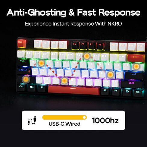 MechLands Aula S500 Wired Gaming Keyboard, 100% Full Size Mechanical Keyboard with Number Pad, 104 Keys, NKRO, RGB Backlits, Shine Through Keycaps, Ergonomic for PC E-Sports (Black&Red, Blue Switch) in Saudi Arabia