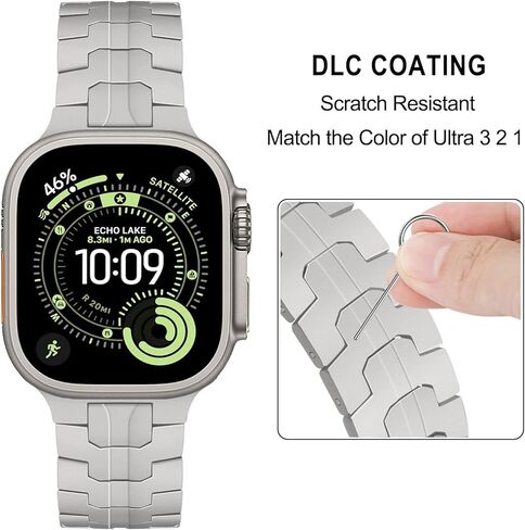 Dhwazz Titanium Band لـ Apple Watch Ultra 3 2 1 49 مم، أربطة طلاء DLC حزام إبزيم مخفي لسلسلة iWatch 11 10 46 مم / SE 3 2 1 44 مم / السلسلة 9 8 7 45 مم in Kuwait
