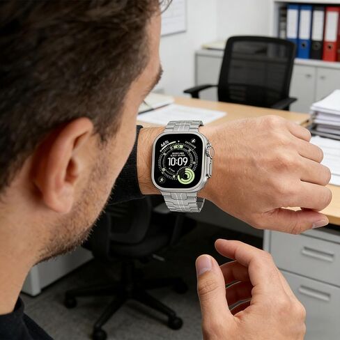 Dhwazz Titanium Band لـ Apple Watch Ultra 3 2 1 49 مم، أربطة طلاء DLC حزام إبزيم مخفي لسلسلة iWatch 11 10 46 مم / SE 3 2 1 44 مم / السلسلة 9 8 7 45 مم in Kuwait