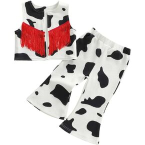 Toddler Girl Western Outfit Baby Cowgirl Clothes Sleeveless Vest Jacket Tasseled Pants Set Kids Baby Spring Clothes in Kuwait