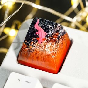 Fantasy Black Dragon in Volcano Artisan Keycap R1 SA Profile Custom Cool Dragon Keycaps 1U ESC غطاء مفتاح الألعاب المصنوع يدويًا من الراتنج Cherry MX Switch المتوافق مع لوحة المفاتيح الميكانيكية Dragon Lover Gift in Kuwait