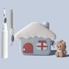 حافظة لطيفة لجهاز AirPods 4، غطاء حافظة 2024 مع مجموعة منظف، Airpods 4 حافظات نسائية من السيليكون المضاد للسقوط، 4 ملحقات لسماعات الأذن، علب شحن، سلسلة مفاتيح للفتيات لأجهزة Airpods الجيل الرابع (بطريق لطيف) in Kuwait