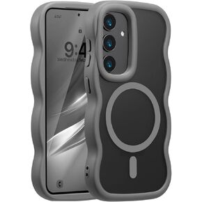 UEEBAI Magnetic for Samsung Galaxy Z Flip 5/Z Flip 6/7 FE Case, Compatible with MagSafe, Transparent Clear Wave Frame Design Soft Edge Cover Matte Shockproof Phone Case- Pink in Kuwait