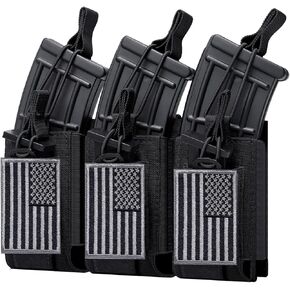 Single/Double/Triple Molle Mag Pouch, Pistol Magazine Pouch for M4 M16 5.56mm AR 9mm, Open Top Rifle Pistol Mag Pouches Holder Carrier with USA Flag Patch in Saudi Arabia
