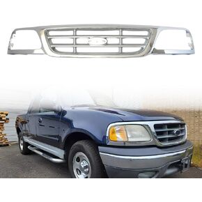 مجموعة الشبكة مع إدراج فضي متوافق مع 1997 1998 Ford F-150 F-250 Chrome Shell البلاستيك استبدال FO1200380 in Kuwait