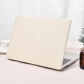 Seorsok Compatible with MacBook Air 13 Inch Case 2022-2018 Release A1932 A2179 M1 A2337 Touch ID,Elegant Leather Plastic Hard Shell Case with Keyboard Cover,Beige Woven Fabric No Logo Cutout Design in Kuwait